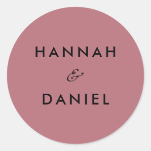 Simple Elegant Rose Gold Custom Names Wedding Classic Round Sticker