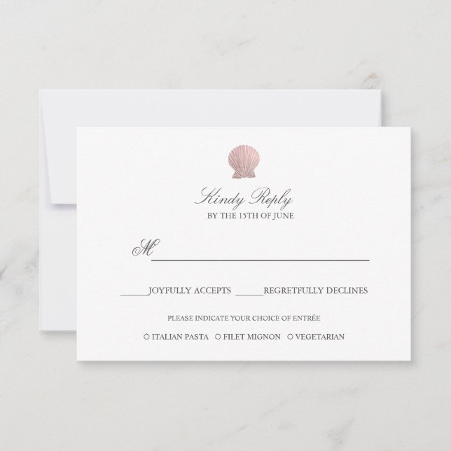 Simple Elegant Rose Gold Foil Seashell menu option (Front)