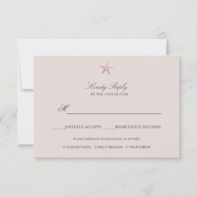 Simple Elegant Rose Gold Foil Starfish menu option (Front)
