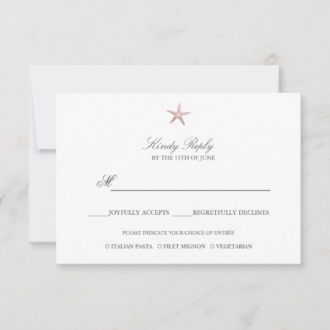 Simple Elegant Rose Gold Foil Starfish menu option (Front)