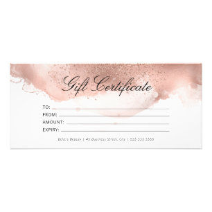 Simple Elegant Rose Gold Glitter Gift Certificate