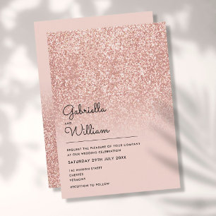 Simple Elegant Rose Gold Glitter Wedding Invitation