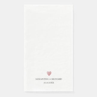 Simple Elegant Rose Gold Heart Wedding Napkin
