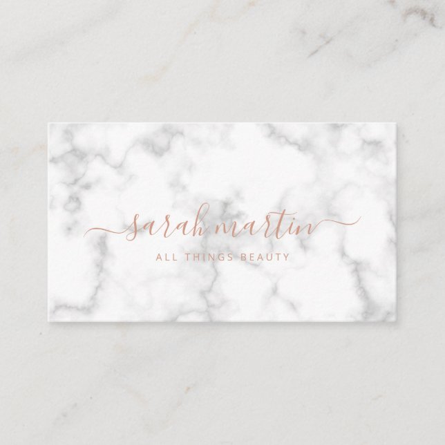 Simple Elegant Rose Gold Marble Business Card (Front)