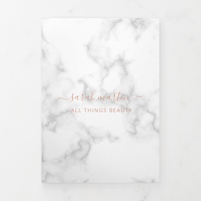 Simple Elegant Rose Gold Marble Trifold Brochure (Cover)