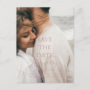 Simple Elegant Rose Gold Photo Save The Date Invitation Postcard