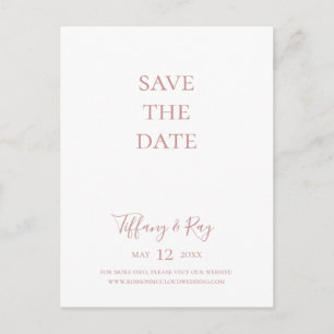 Simple Elegant Rose Gold Save The Date Postcard