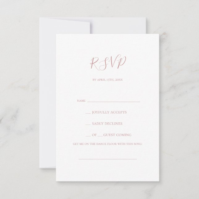 Simple Elegant Rose Gold Song Request RSVP Card (Front)