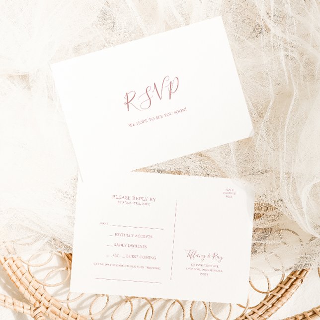 Simple Elegant Rose Gold Song Request RSVP Postcard (Creator Uploaded)