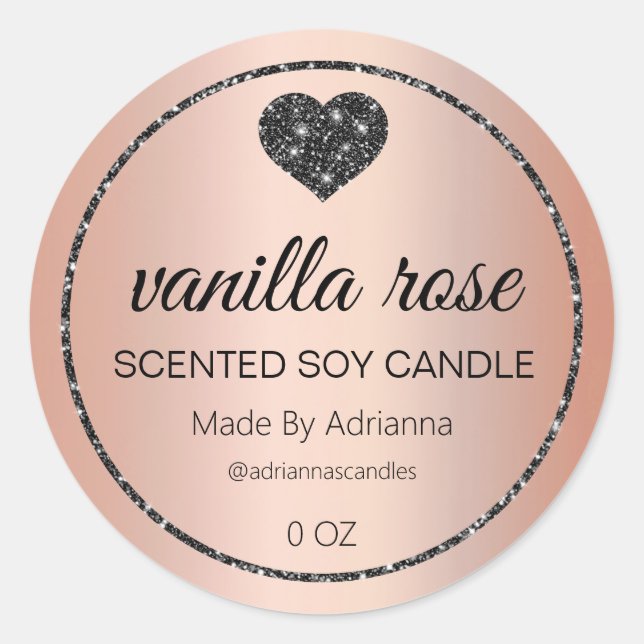 Simple Elegant Rose Gold Soy Candle Labels (Front)