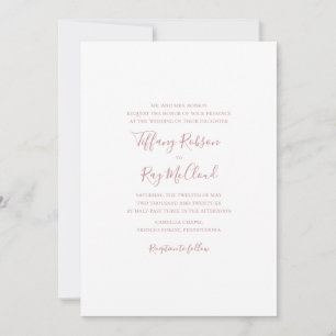 Simple Elegant Rose Gold Traditional Wedding Invitation