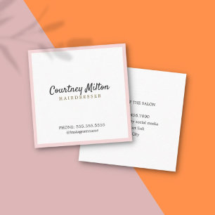 Simple Elegant Rose White Hairdresser Square Business Card