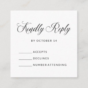 Simple Elegant RSVP   Black and White Budget Enclosure Card
