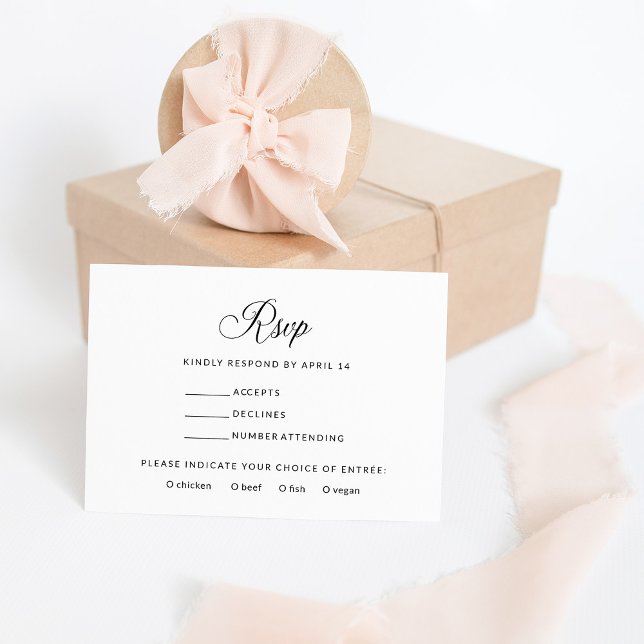 Simple Elegant RSVP | Black and White Meal Choice Enclosure Card (Creator Uploaded)