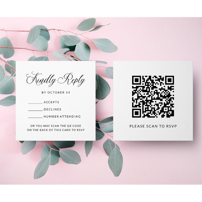 Simple Elegant RSVP with QR code | Budget Wedding Enclosure Card (Creator Uploaded)