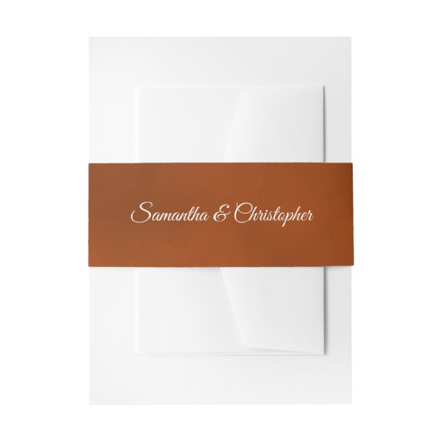 Simple Elegant Rust Orange Wedding  Invitation Belly Band (Front Example)