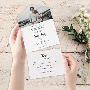 Simple Elegant Rustic Wedding All In One Invitation