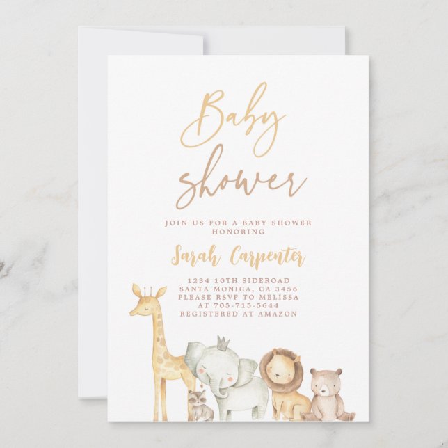 Simple Elegant Safari Baby Shower Invitation (Front)