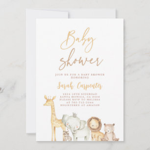 Simple Elegant Safari Baby Shower Invitation