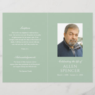 Simple Elegant Sage Green Modern Funeral Program