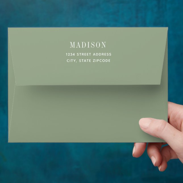 Simple Elegant Sage Green Wedding Envelope (Hand)