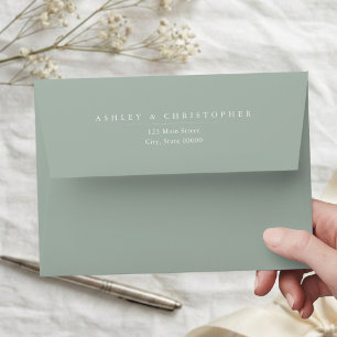 Simple Elegant Sage Green Wedding Envelope