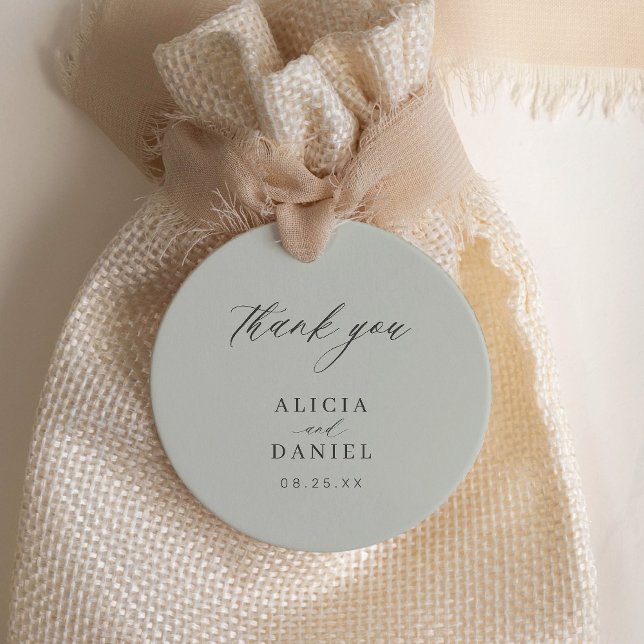 Simple elegant sage green wedding favour classic round sticker (Creator Uploaded)