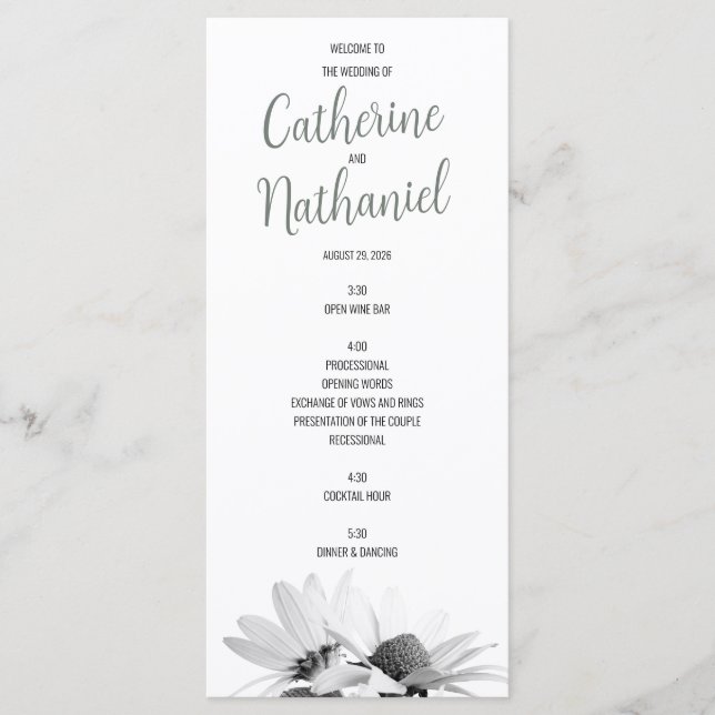 Simple Elegant Sage Green Wedding Program Card (Front)