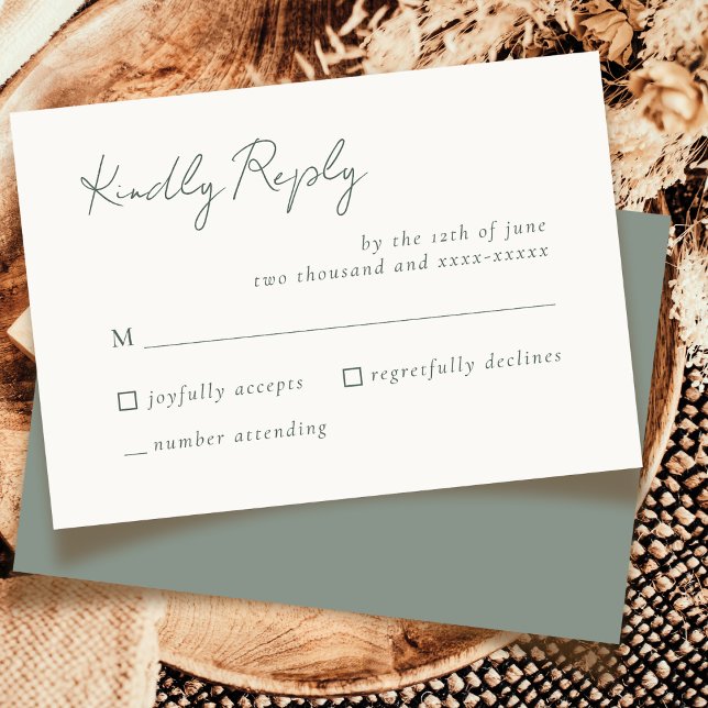 Simple Elegant Sage Green Wedding RSVP Response (Creator Uploaded)