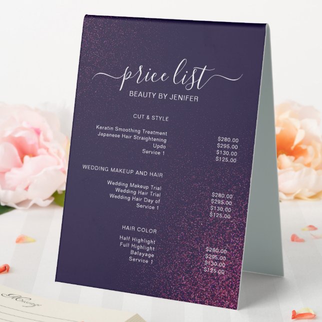 Simple Elegant Salon Price List (In SItu (Wedding))