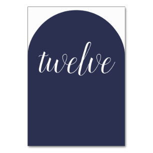 Simple Elegant Sapphire Blue Rounded Table Number