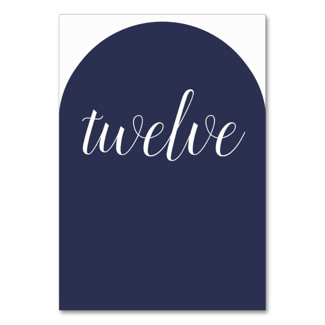 Simple Elegant Sapphire Blue Rounded Table Number (Front)