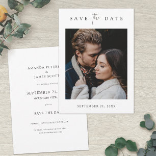 Simple Elegant Save the Date Card with Photo