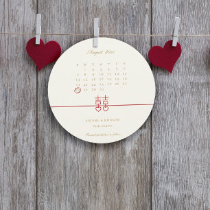 Simple Elegant Save The Date Chinese Round Wedding Invitation