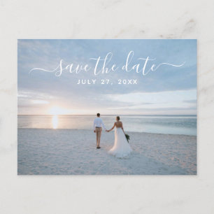 Simple Elegant Save The Date Photo Beach Wedding Postcard