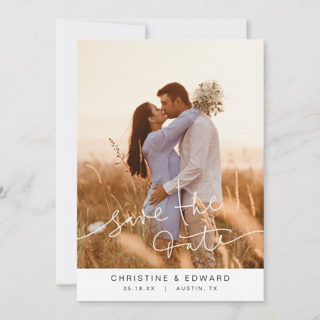 Simple Elegant Save the date Wedding photo card (Front)