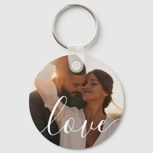 Simple Elegant Script 2 Photo Key Ring
