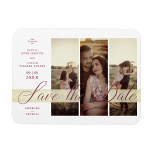 Simple Elegant Script 3 Photos Couple in Love Magnet