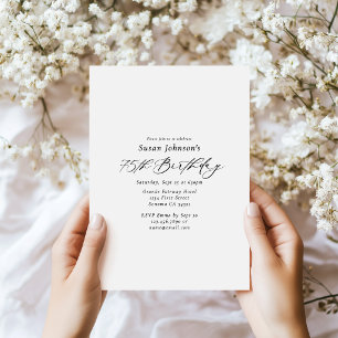 Simple Elegant Script 75th Birthday Party Invitation