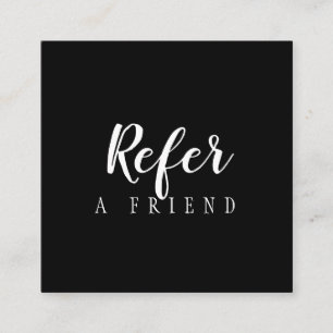 Simple Elegant Script Black and White Referral Card