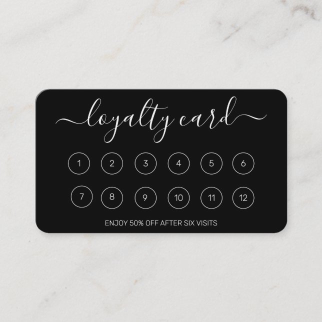 Simple Elegant Script Black Loyalty Card (Front)