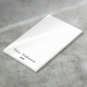 Simple Elegant Script Black White Post it Notes