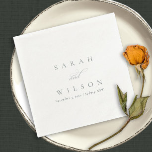 Simple Elegant Script Black & White Wedding Napkin