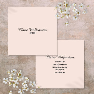 Simple Elegant Script Blush Pink Professional Square Business Card