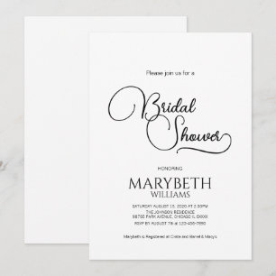 Simple Elegant Script Bridal Shower Invitation