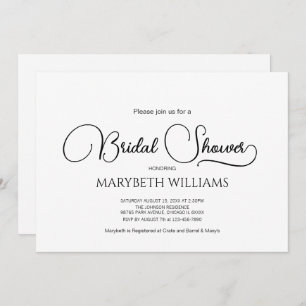 Simple Elegant Script Bridal Shower  Invitation