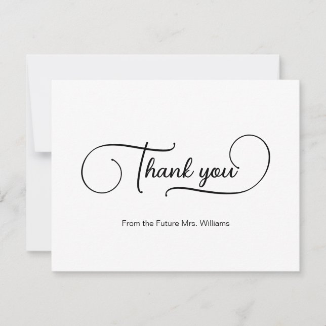 Simple Elegant Script Bridal Shower  Thank You Card (Front)