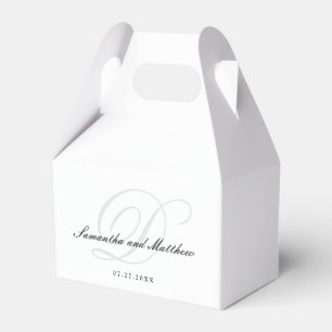 Simple Elegant Script Bride Groom Monogram Wedding Favour Box