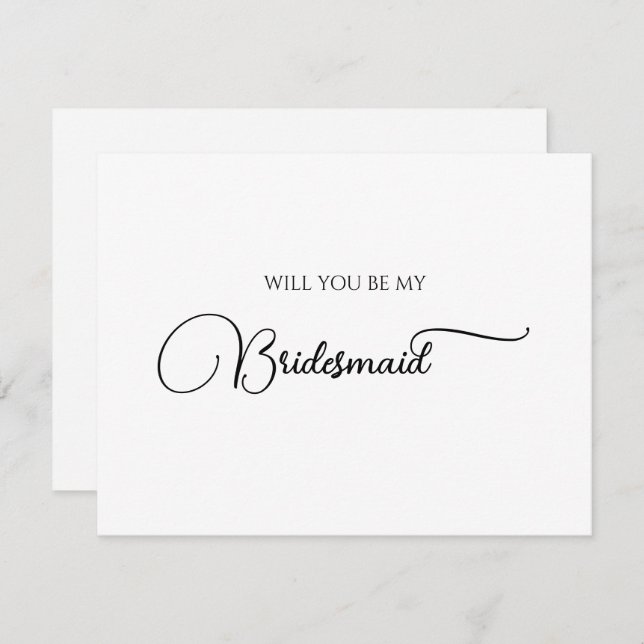 Simple Elegant Script Bridesmaid Proposal Card (Front/Back)