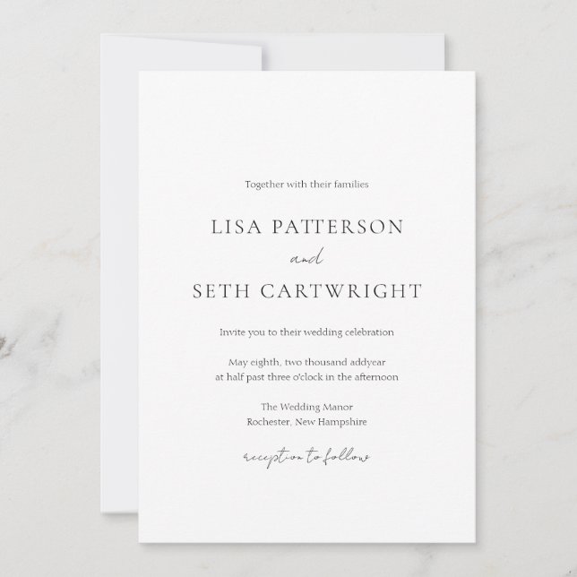 Simple Elegant Script Classic All In One Wedding Invitation (Front)